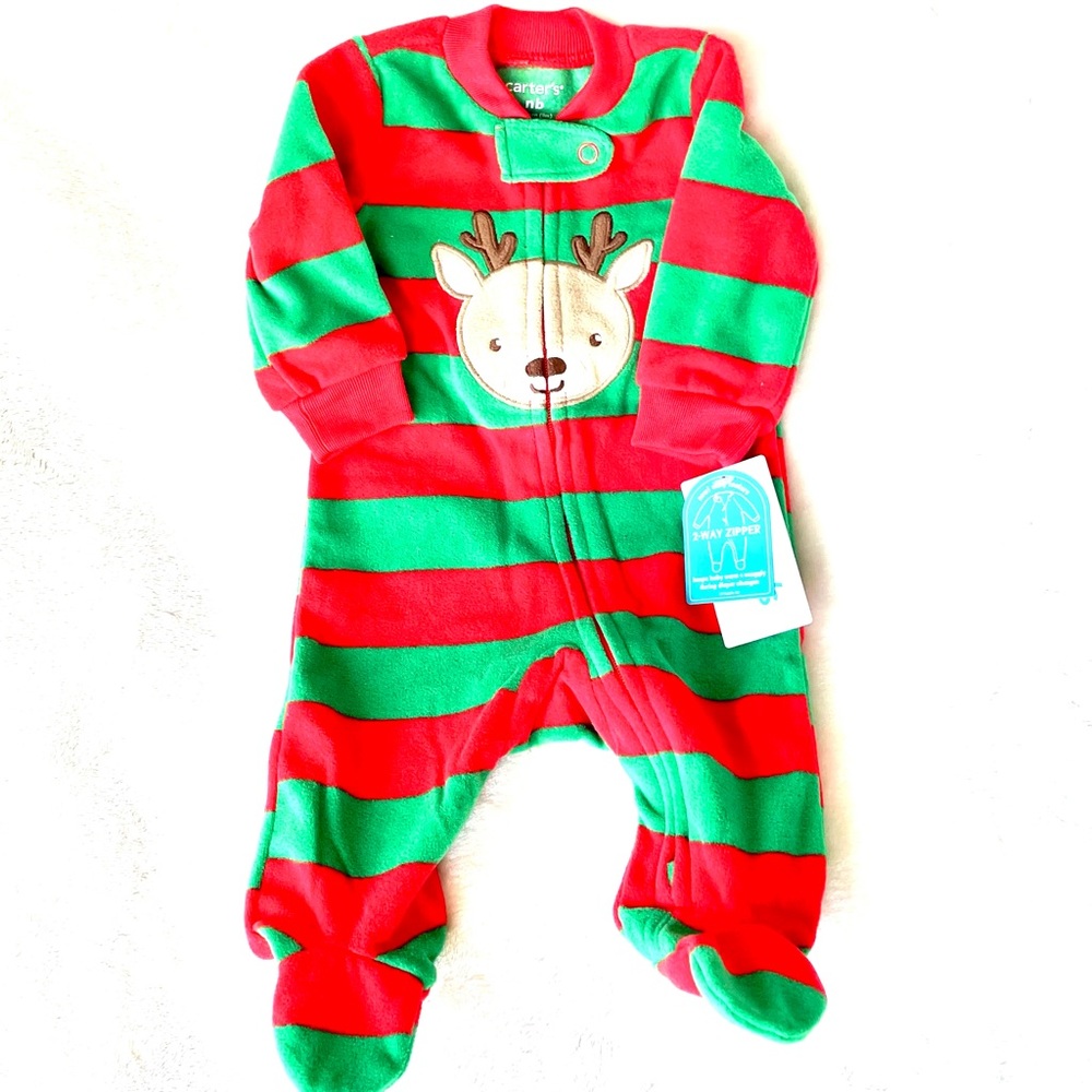 Christmas Footie Sleep-N-Play with Reindeer - NB
